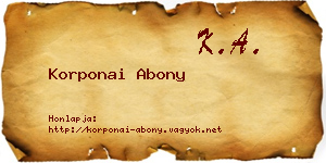 Korponai Abony névjegykártya